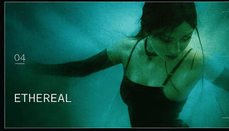 A person moving through an ethereal blue-green scene